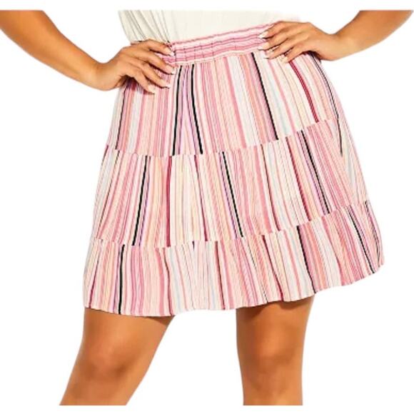 City Chic Skirt Trendy Takamaka stripe plus size S 16 - Picture 1 of 7